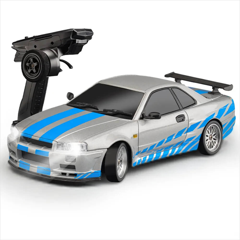 LDRC 1899 1/18 Scale RWD GTR R34 RC Drift Car with Built-in Gyro & LED Lights