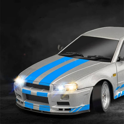 LDRC 1899 1/18 Scale RWD GTR R34 RC Drift Car with Built-in Gyro & LED Lights