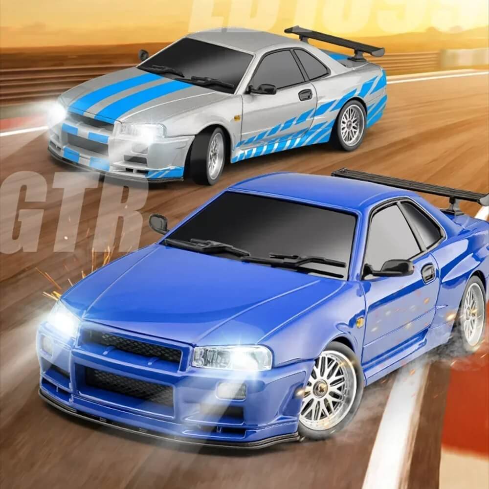 LDRC 1899 1/18 Scale RWD GTR R34 RC Drift Car with Built-in Gyro & LED Lights